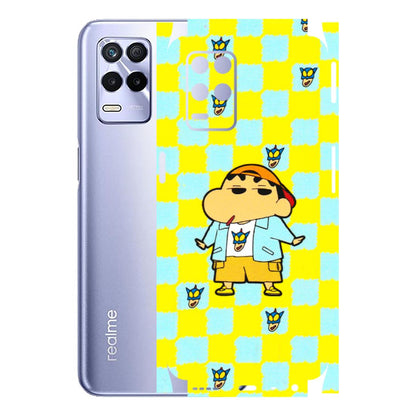 Realme Phone Skins (All Models) - Yellow Blue Shinchan Cute - 3D Embossed Finish (L-221) Realme 8S (5G)