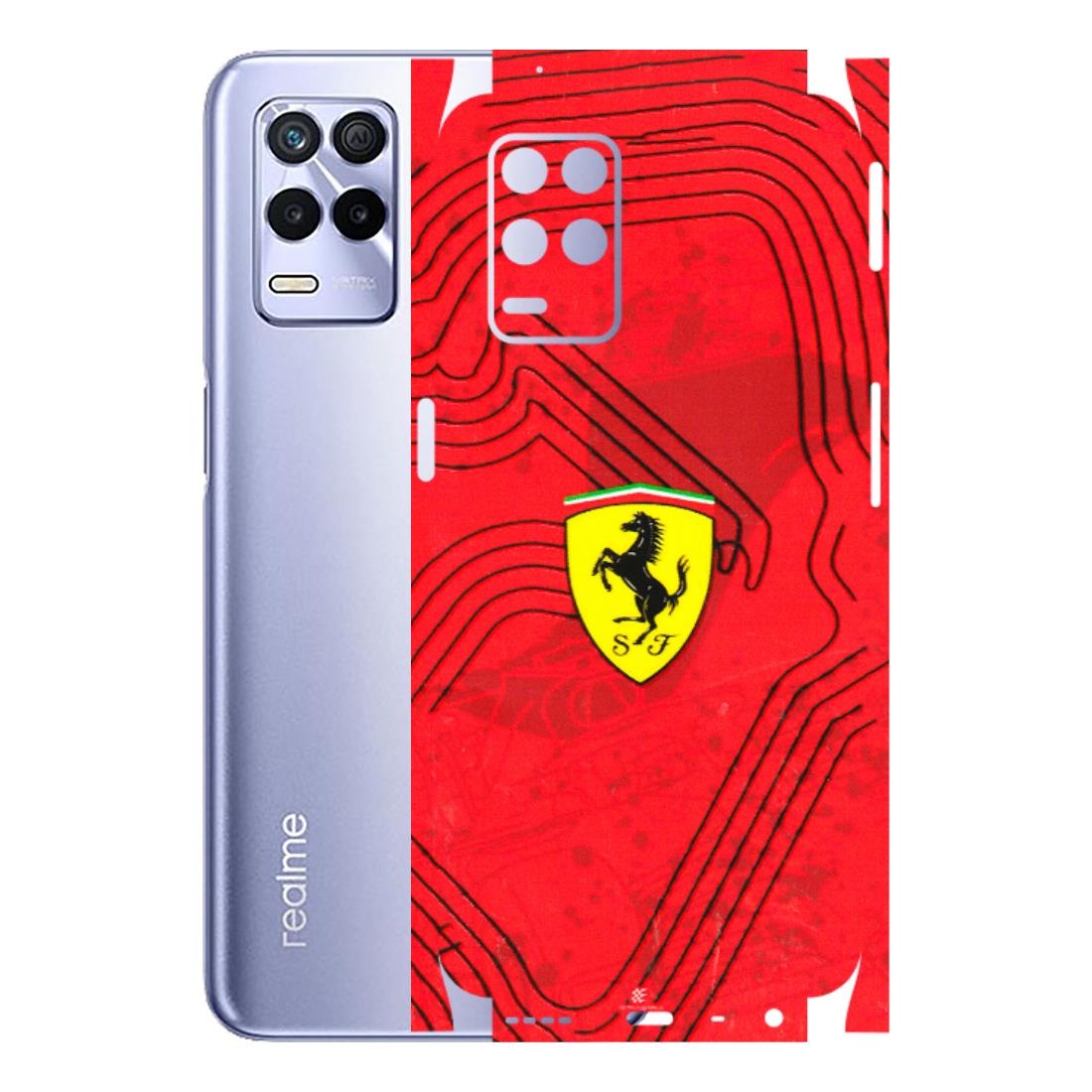 Realme Phone Skins (All Models) - Red Ferrari Logo Stylish - 3D Embossed Finish (L-238) Realme 8S (5G)