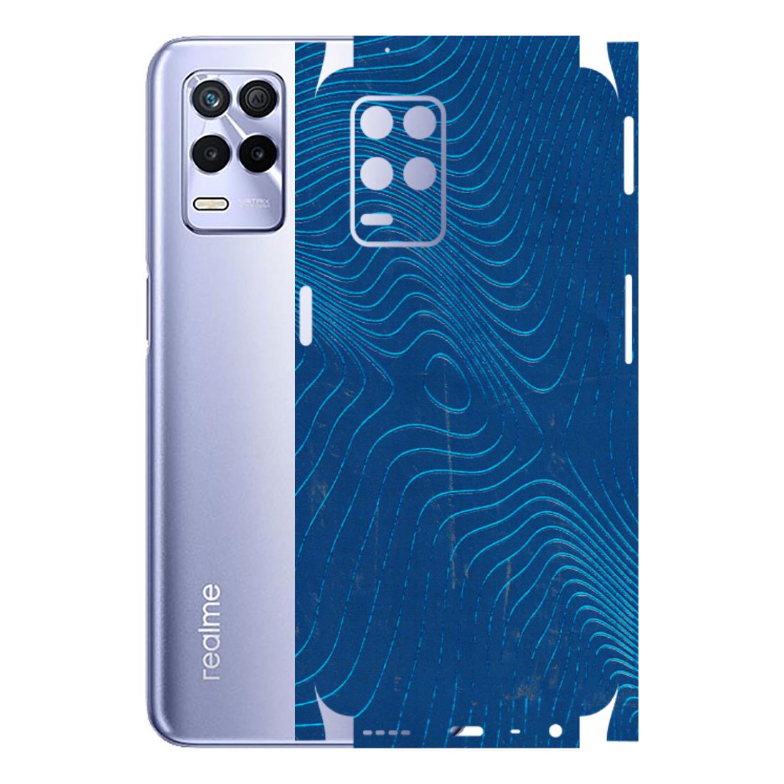 Realme Phone Skins (All Models) - Abstract Blue Line Map - 3D Embossed Finish (L-272) Realme 8S (5G)