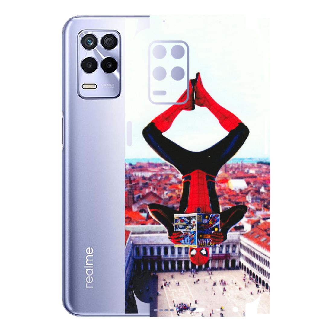 Realme Phone Skins (All Models) - Spiderman Hanging - 3D Embossed Finish (L-53) Realme 8S (5G)