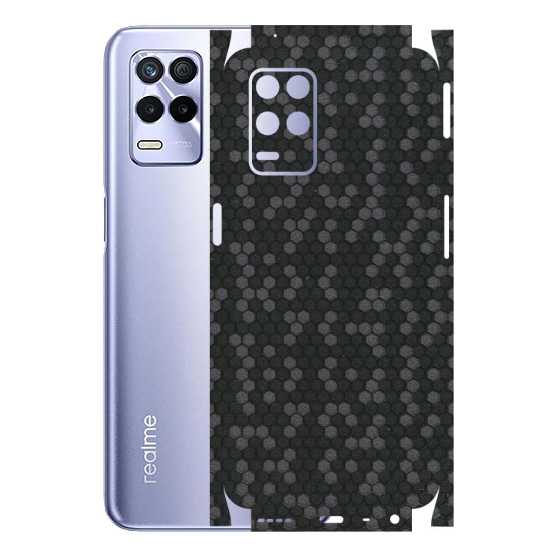Realme Phone Skins (All Models) - Black Grey Honeycomb Sober - 3D Embossed Finish (L-85) Realme 8S (5G)