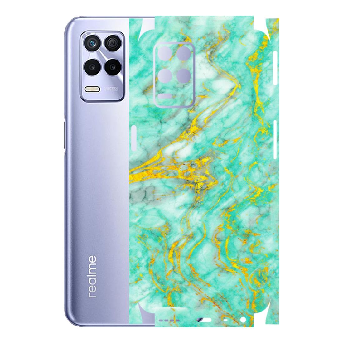 Realme Phone Skins (All Models) - Green And Gold Marble Feel - Matte Finish (M-16) Realme 8S (5G)