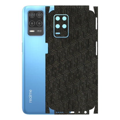 Realme Phone Skins (All Models) - Black Abstract Pattern - 3D Embossed Finish (L-117) Realme 8 (4G)