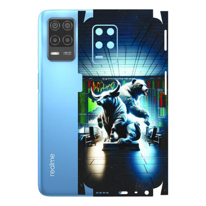 Realme Phone Skins (All Models) - Stock Market Sensex Bear vs Bulls - 3D Embossed Finish (L-15) Realme 8 (4G)