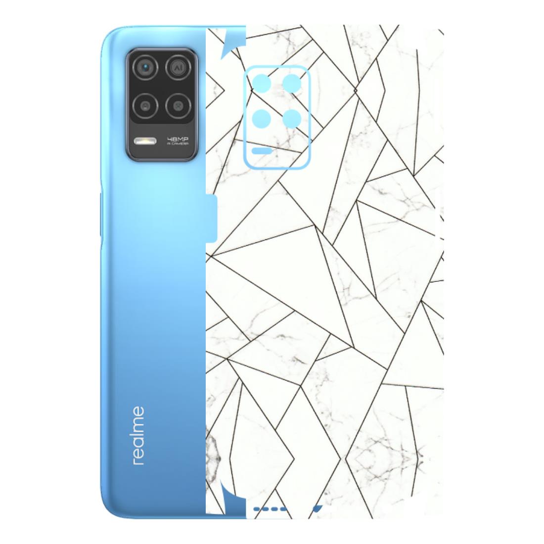 Realme Phone Skins (All Models) - Luxury White Marble Effect - 3D Embossed Finish (L-168) Realme 8 (4G)