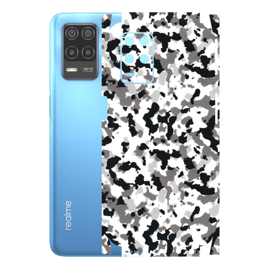 Realme Phone Skins (All Models) - White Black Camouflage - 3D Embossed Finish (L-18) Realme 8 (4G)