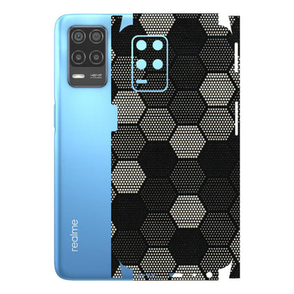 Realme Phone Skins (All Models) - Black & White Dotted Honeycomb Texture - 3D Embossed Finish (L-202) Realme 8 (4G)