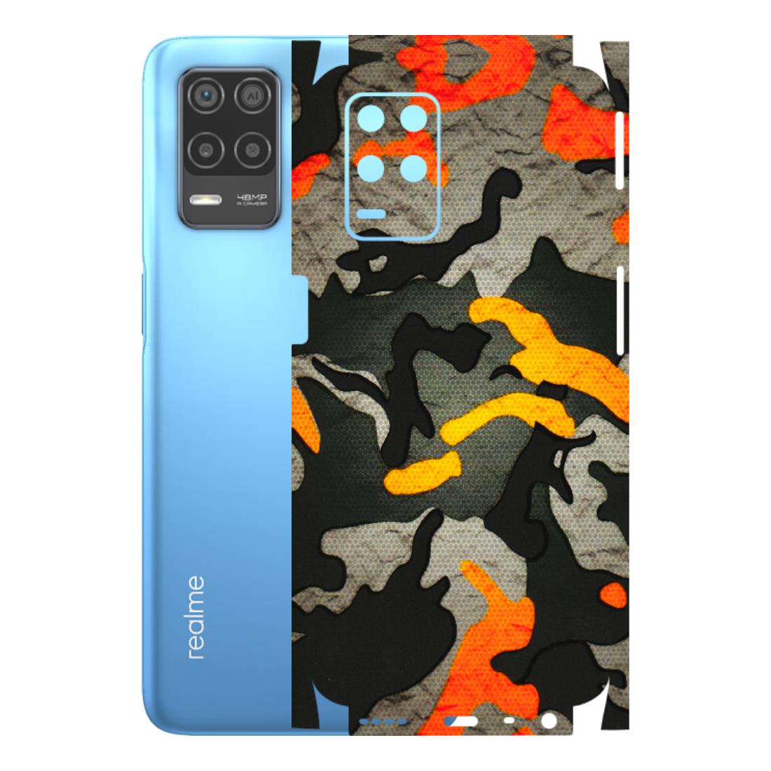 Realme Phone Skins (All Models) - Orange Camouflage - 3D Embossed Finish (L-204) Realme 8 (4G)
