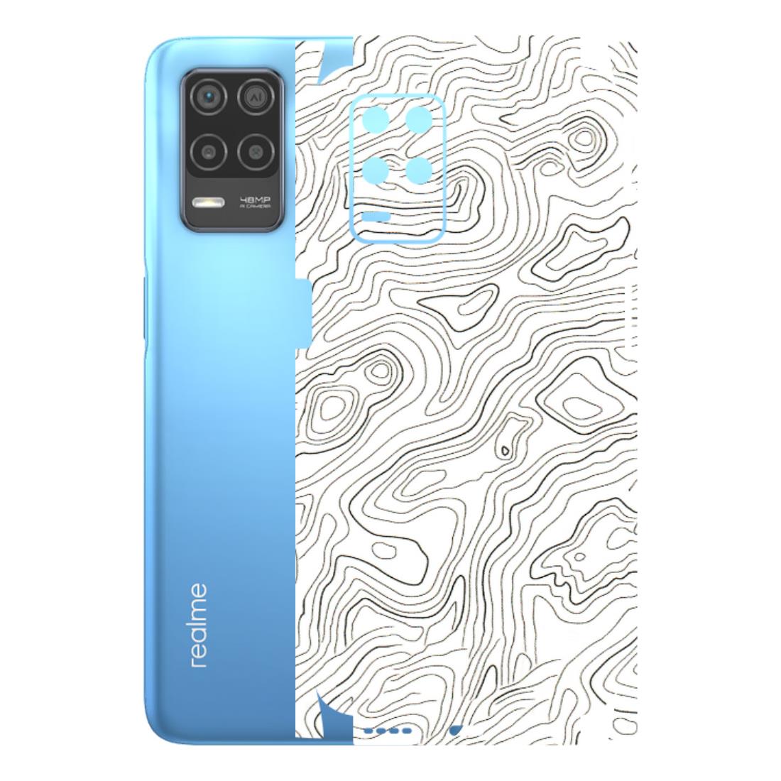 Realme Phone Skins (All Models) - White Black Swirls - 3D Embossed Finish (L-219) Realme 8 (4G)
