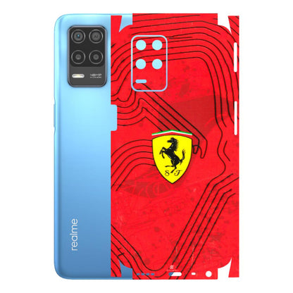 Realme Phone Skins (All Models) - Red Ferrari Logo Stylish - 3D Embossed Finish (L-238) Realme 8 (4G)