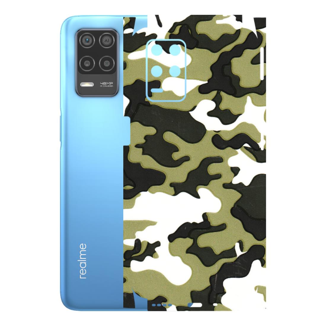 Realme Phone Skins (All Models) - Camouflages White And Green - 3D Embossed Finish (L-243) Realme 8 (4G)