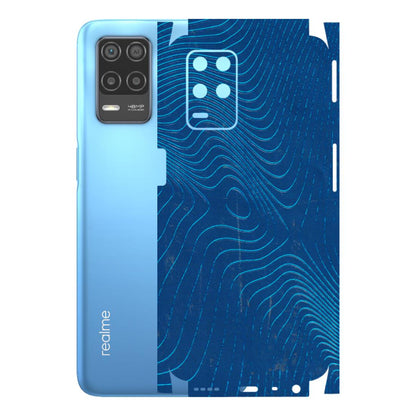 Realme Phone Skins (All Models) - Abstract Blue Line Map - 3D Embossed Finish (L-272) Realme 8 (4G)