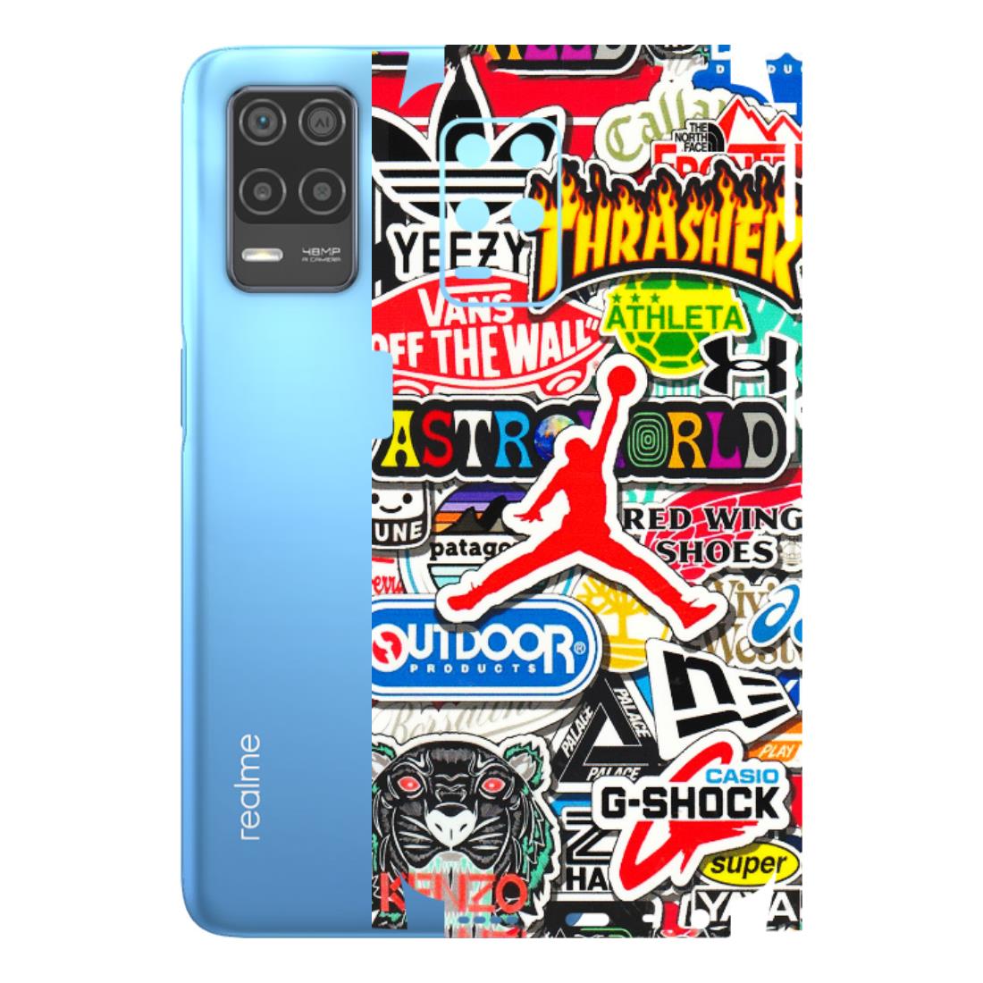 Realme Phone Skins (All Models) - Multi Brands Sticker Graffiti - 3D Embossed Finish (L-37) Realme 8 (4G)