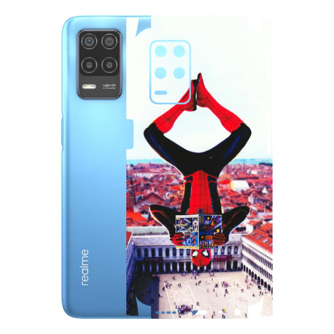Realme Phone Skins (All Models) - Spiderman Hanging - 3D Embossed Finish (L-53) Realme 8 (4G)