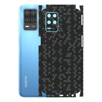 Realme Phone Skins (All Models) - Black Grey Honeycomb Sober - 3D Embossed Finish (L-85) Realme 8 (4G)