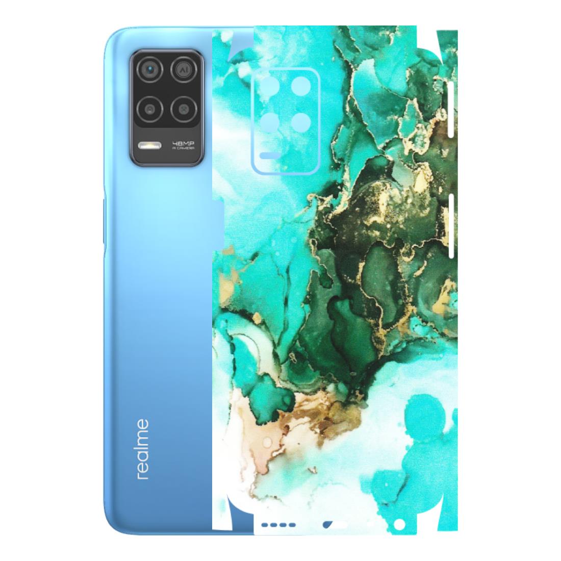 Realme Phone Skins (All Models) - The Blue Gold Marble - Matte Finish (M-124) Realme 8 (4G)
