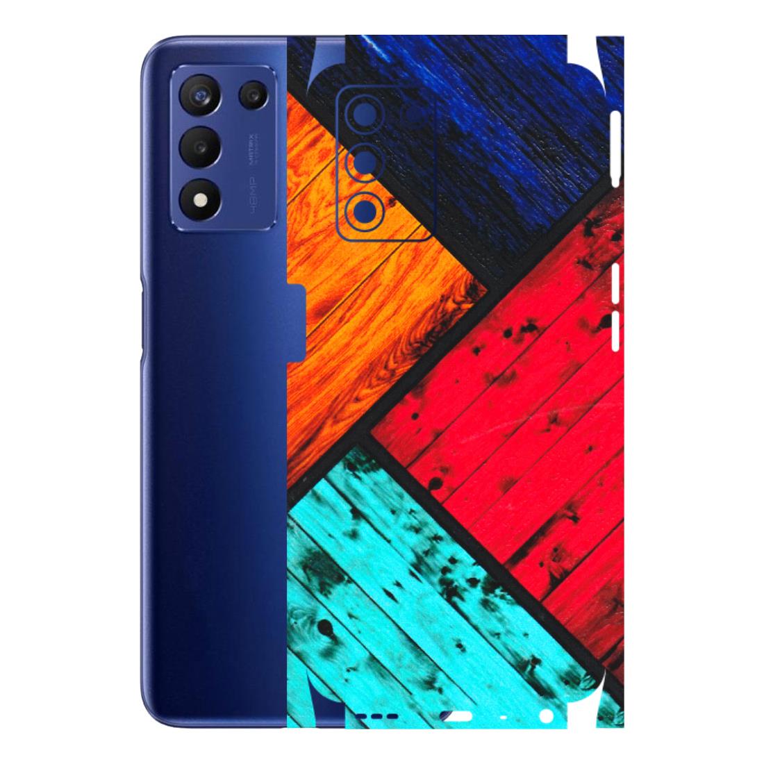 Realme Phone Skins (All Models) - Colourful Wood Panels Abstract - 3D Embossed Finish (L-09) Realme 9 5G SE