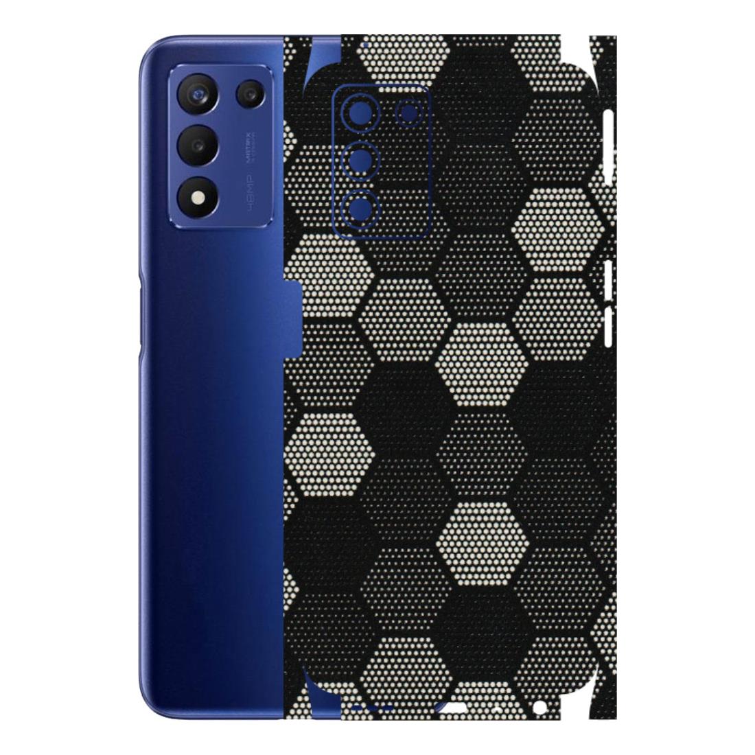 Realme Phone Skins (All Models) - Black & White Dotted Honeycomb Texture - 3D Embossed Finish (L-202) Realme 9 5G SE