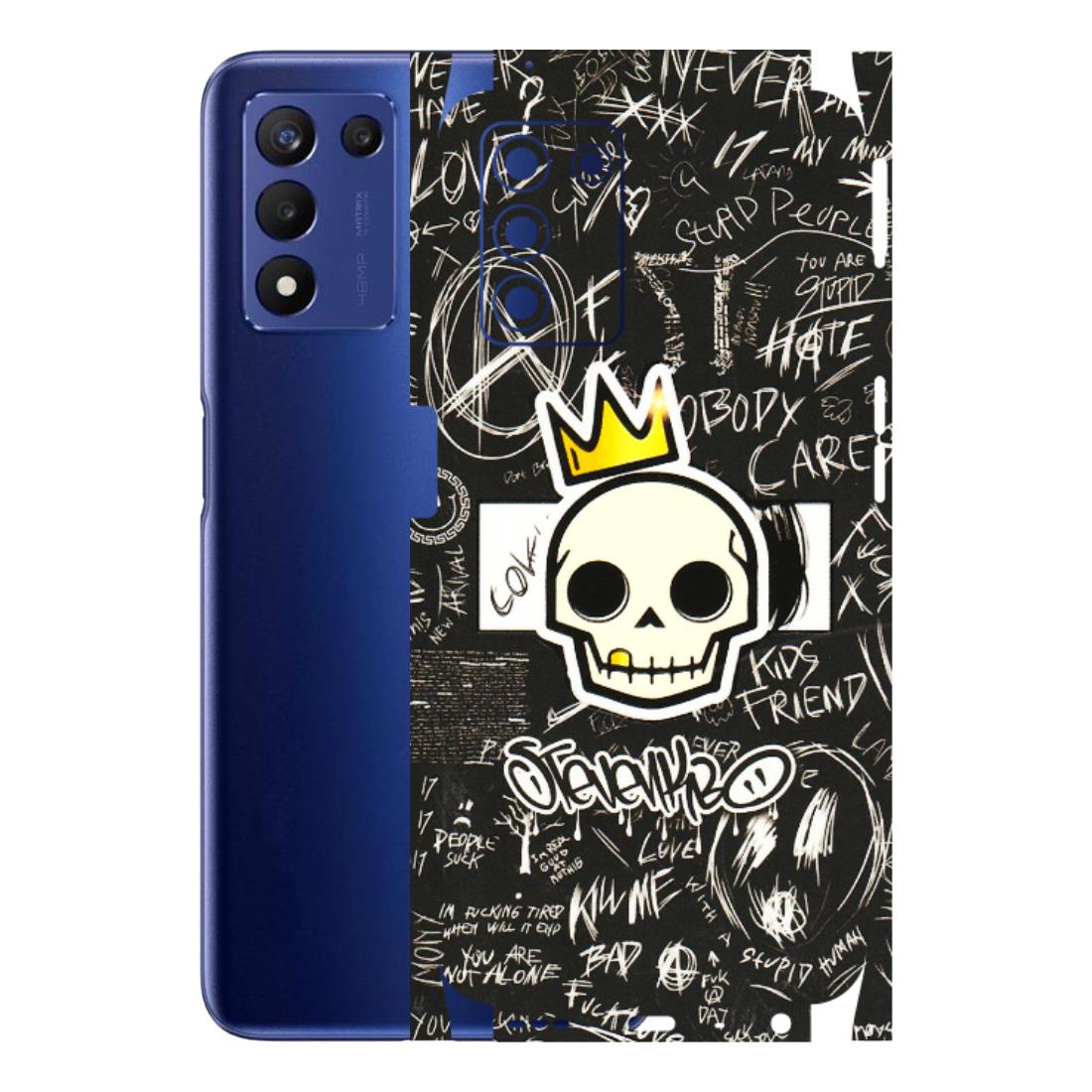 Realme Phone Skins (All Models) - Funny Skull Black Chalk Grafitti - 3D Embossed Finish (L-22) Realme 9 5G SE