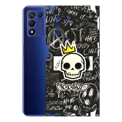 Realme Phone Skins (All Models) - Funny Skull Black Chalk Grafitti - 3D Embossed Finish (L-22) Realme 9 5G SE