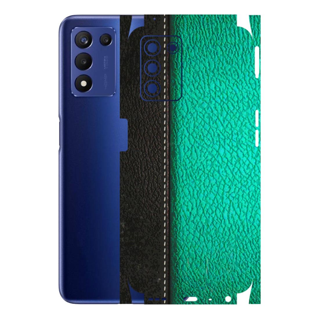Realme Phone Skins (All Models) - Black Green Dual  Leather Stich - 3D Embossed Finish (L-233) Realme 9 5G SE