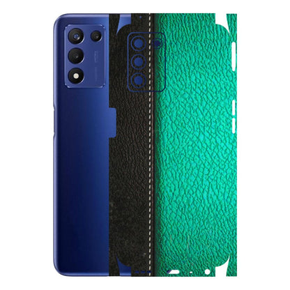 Realme Phone Skins (All Models) - Black Green Dual  Leather Stich - 3D Embossed Finish (L-233) Realme 9 5G SE