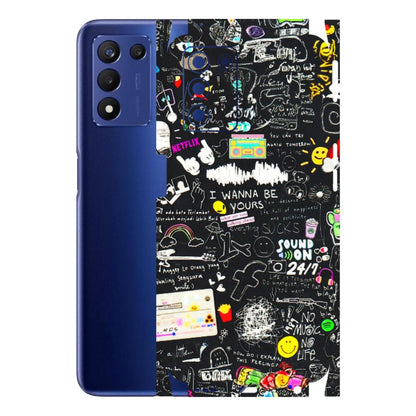 Realme Phone Skins (All Models) - Black Creatives Doodles - 3D Embossed Finish (L-311) Realme 9 5G SE