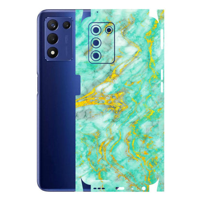 Realme Phone Skins (All Models) - Green And Gold Marble Feel - Matte Finish (M-16) Realme 9 5G SE