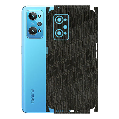 Realme Phone Skins (All Models) - Black Abstract Pattern - 3D Embossed Finish (L-117) Realme GT 2