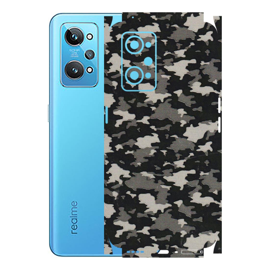 Realme Phone Skins (All Models) - Black/Grey Camoflaunge - 3D Embossed Finish (L-142) Realme GT 2