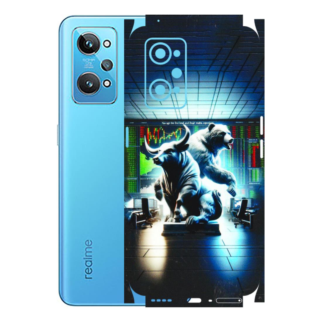 Realme Phone Skins (All Models) - Stock Market Sensex Bear vs Bulls - 3D Embossed Finish (L-15) Realme GT 2