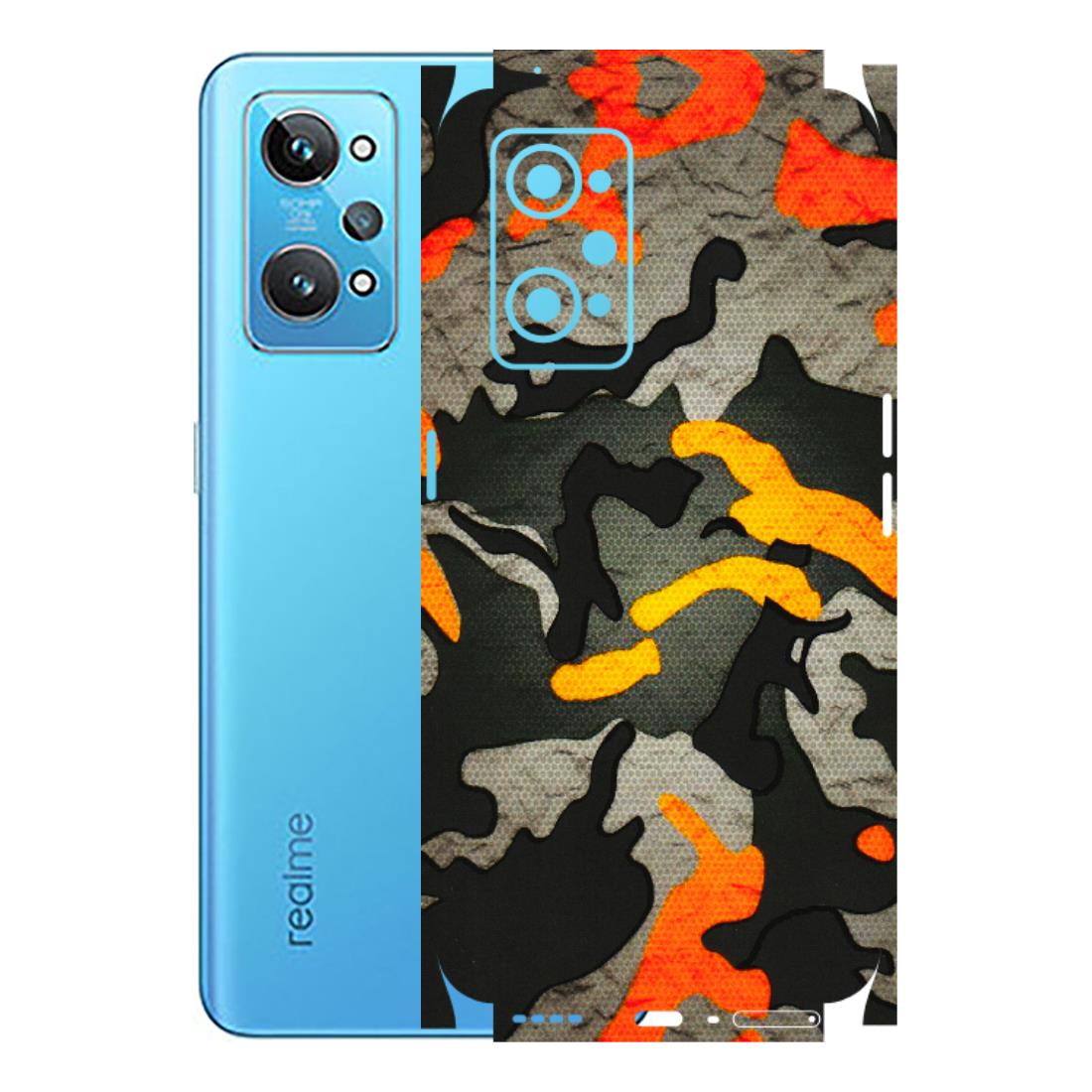 Realme Phone Skins (All Models) - Orange Camouflage - 3D Embossed Finish (L-204) Realme GT 2