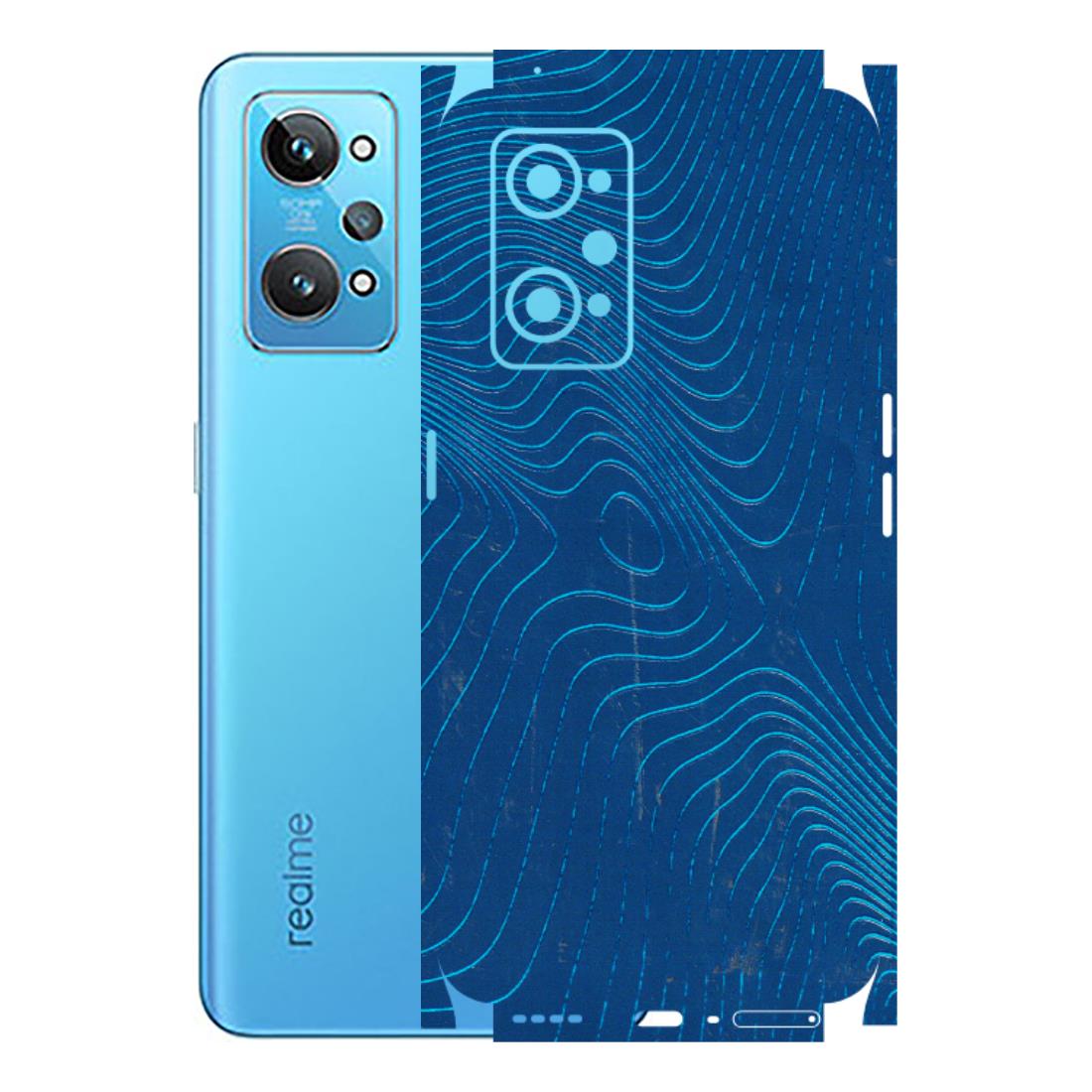Realme Phone Skins (All Models) - Abstract Blue Line Map - 3D Embossed Finish (L-272) Realme GT 2