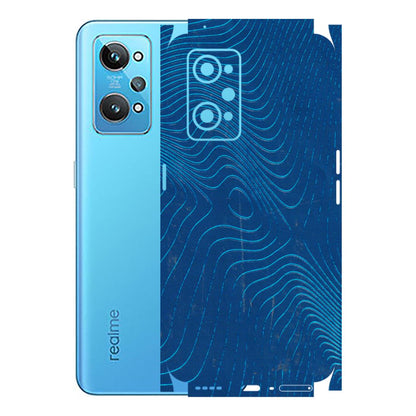 Realme Phone Skins (All Models) - Abstract Blue Line Map - 3D Embossed Finish (L-272) Realme GT 2