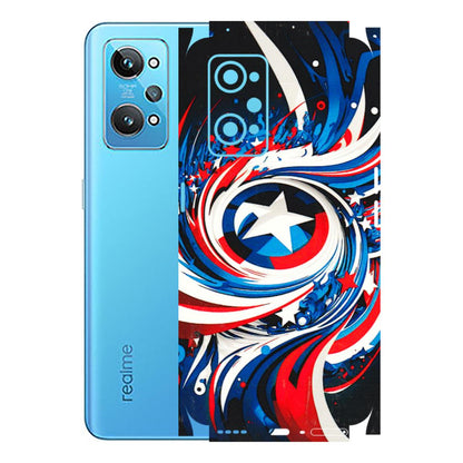 Realme Phone Skins (All Models) - Captain America Logo - 3D Embossed Finish (L-307) Realme GT 2
