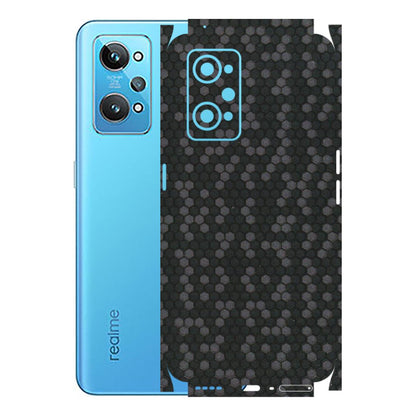 Realme Phone Skins (All Models) - Black Grey Honeycomb Sober - 3D Embossed Finish (L-85) Realme GT 2