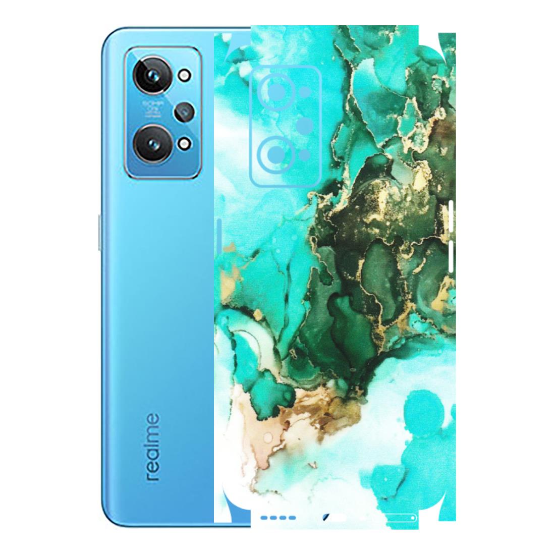 Realme Phone Skins (All Models) - The Blue Gold Marble - Matte Finish (M-124) Realme GT 2