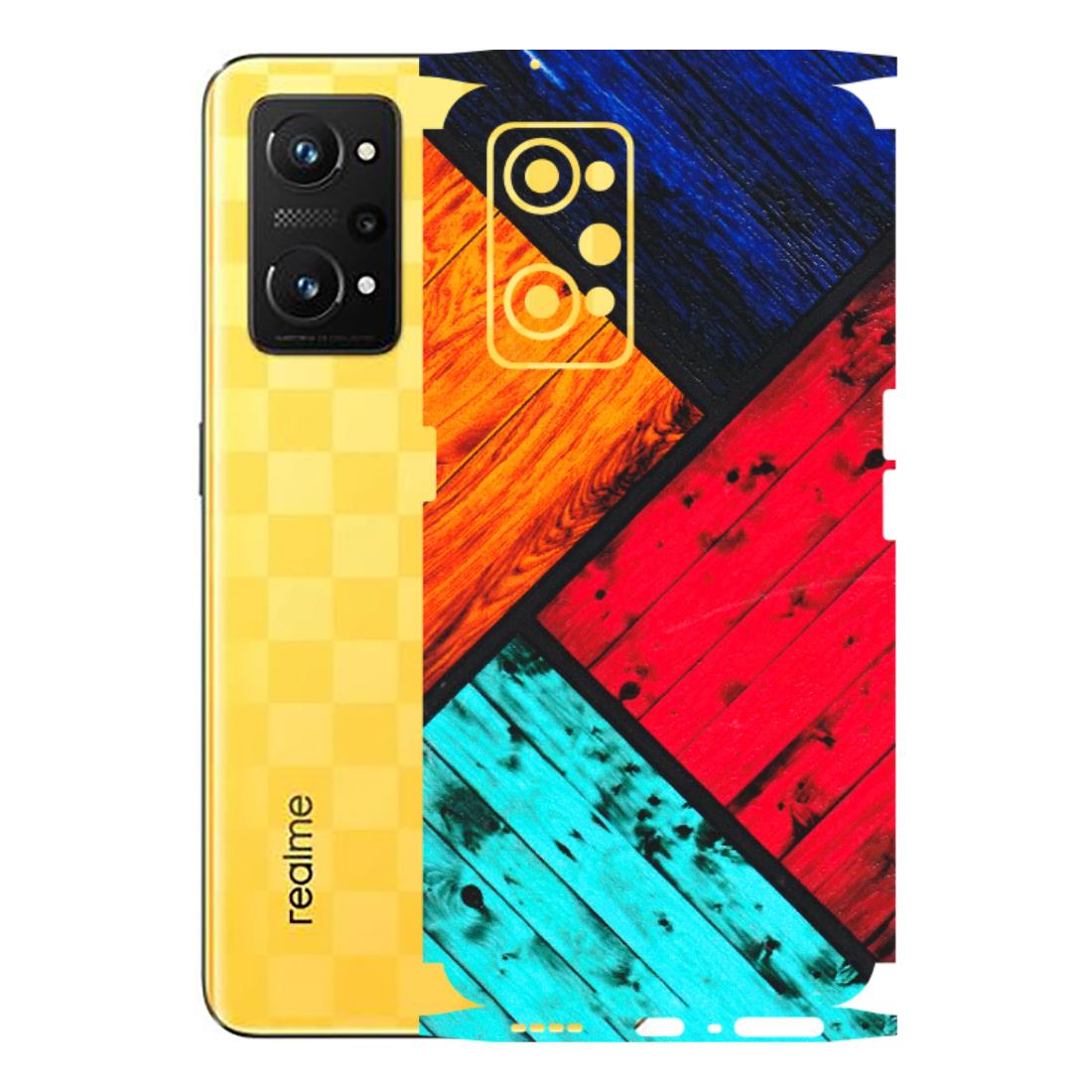 Realme Phone Skins (All Models) - Colourful Wood Panels Abstract - 3D Embossed Finish (L-09) Realme GT Neo 3T