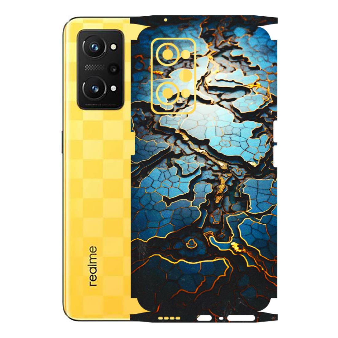 Realme Phone Skins (All Models) - Blue Gold Abstract - 3D Embossed Finish (L-11) Realme GT Neo 3T