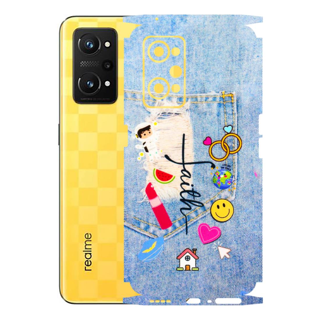 Realme Phone Skins (All Models) - Denim Jeans Pocket - 3D Embossed Finish (L-134) Realme GT Neo 3T