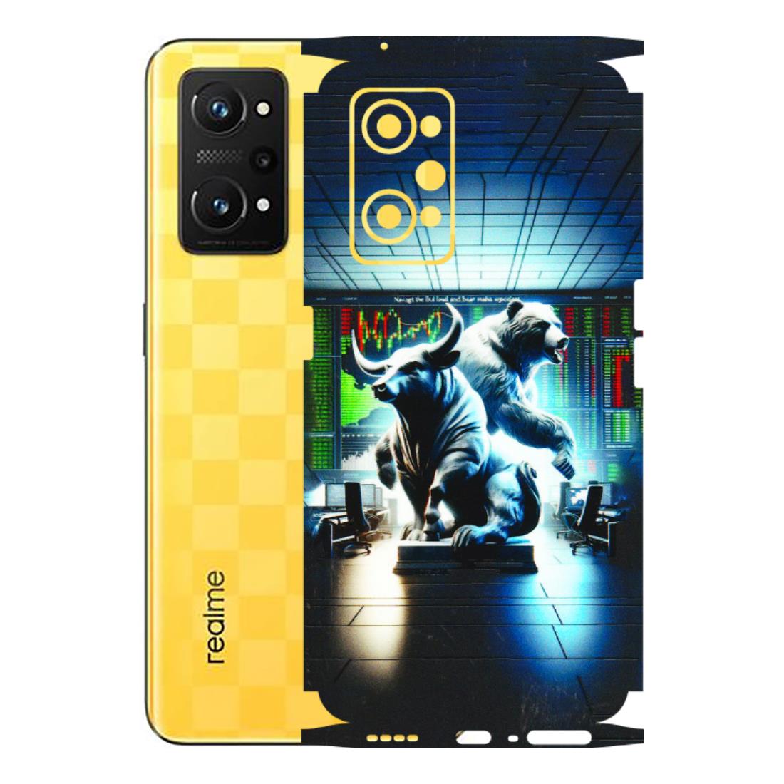 Realme Phone Skins (All Models) - Stock Market Sensex Bear vs Bulls - 3D Embossed Finish (L-15) Realme GT Neo 3T
