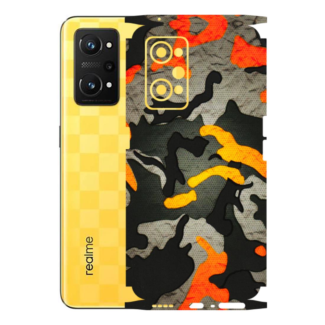 Realme Phone Skins (All Models) - Orange Camouflage - 3D Embossed Finish (L-204) Realme GT Neo 3T