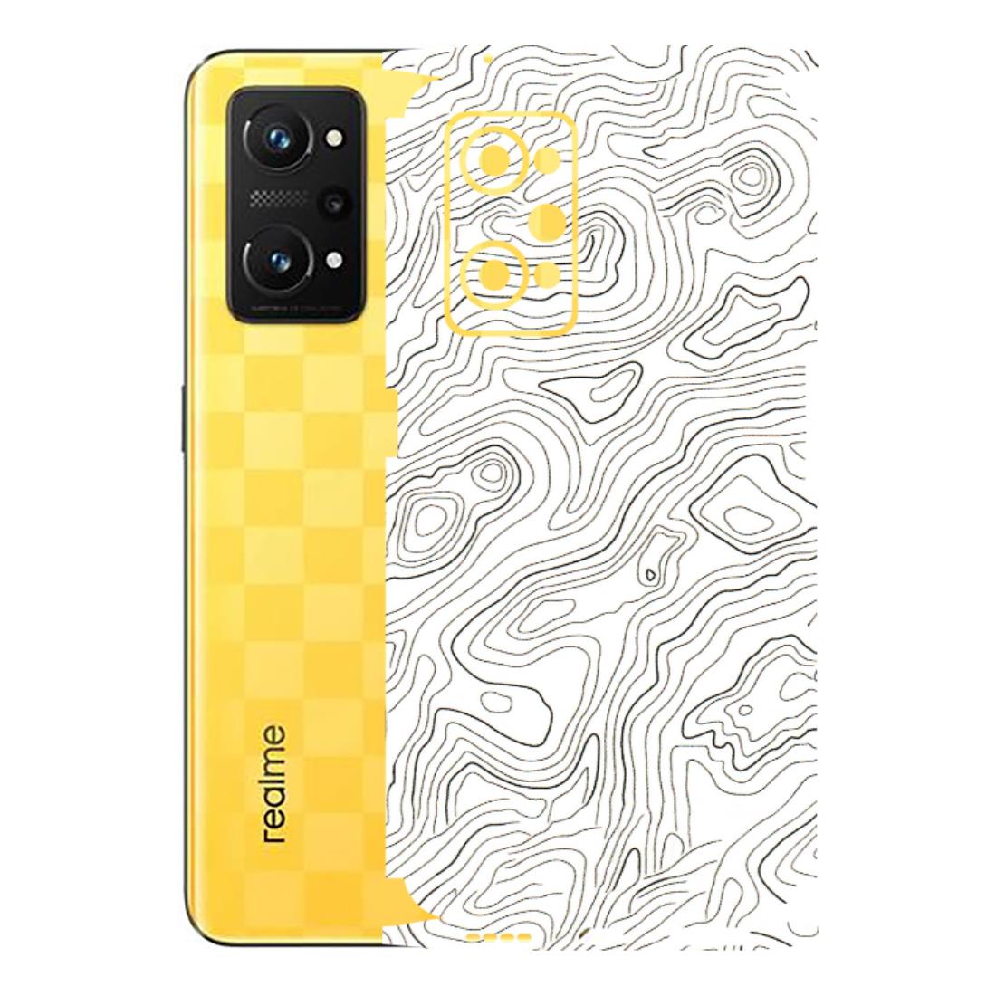 Realme Phone Skins (All Models) - White Black Swirls - 3D Embossed Finish (L-219) Realme GT Neo 3T