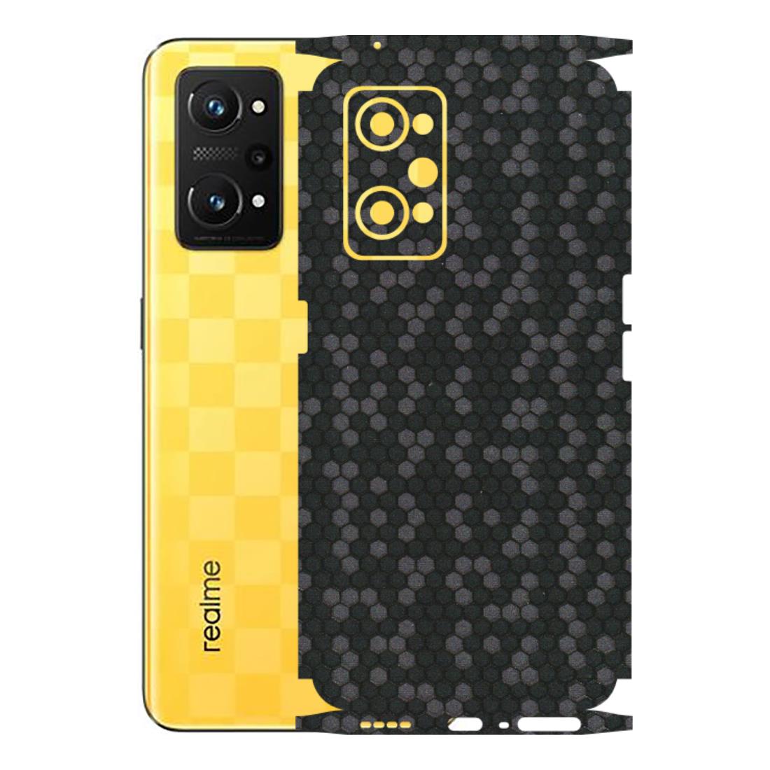 Realme Phone Skins (All Models) - Black Grey Honeycomb Sober - 3D Embossed Finish (L-85) Realme GT Neo 3T