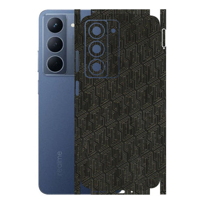 Realme Phone Skins (All Models) - Black Abstract Pattern - 3D Embossed Finish (L-117) Realme P3X