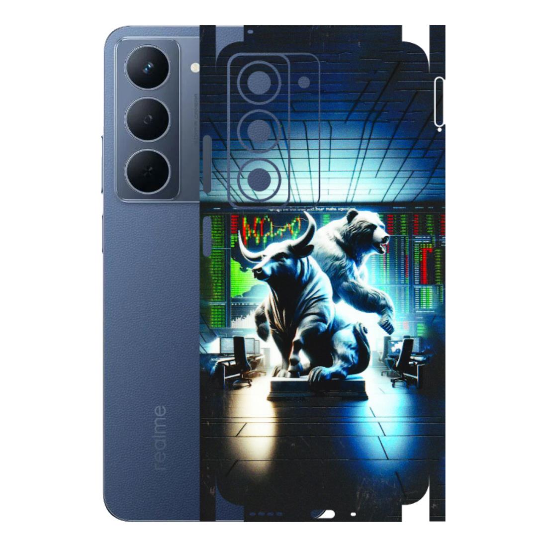 Realme Phone Skins (All Models) - Stock Market Sensex Bear vs Bulls - 3D Embossed Finish (L-15) Realme P3X