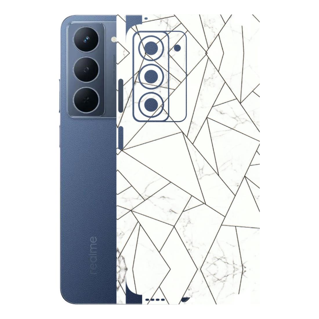Realme Phone Skins (All Models) - Luxury White Marble Effect - 3D Embossed Finish (L-168) Realme P3X