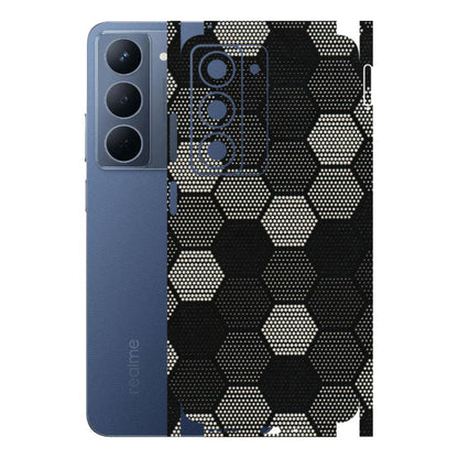 Realme Phone Skins (All Models) - Black & White Dotted Honeycomb Texture - 3D Embossed Finish (L-202) Realme P3X