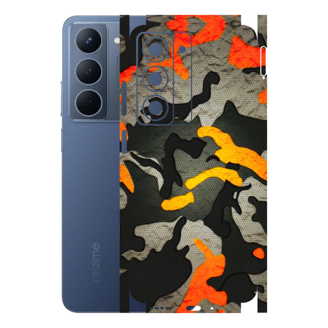 Realme Phone Skins (All Models) - Orange Camouflage - 3D Embossed Finish (L-204) Realme P3X