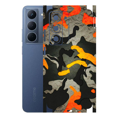Realme Phone Skins (All Models) - Orange Camouflage - 3D Embossed Finish (L-204) Realme P3X